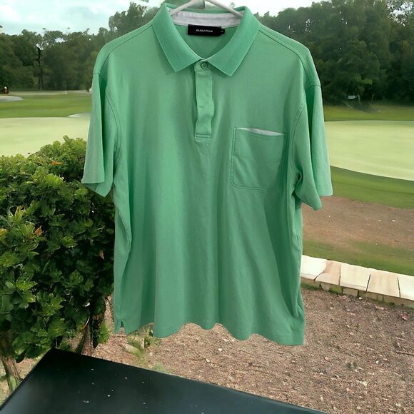 Bugatchi Golf Polo Shirt Mens Size Large Light Green White Contrast Pocket L - Picture 1 of 8